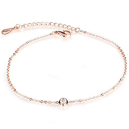 AAA+ Cubic Zirconia Casual Sporty Rose Gold Color Barefoot Sandal Stainless Steel Anklet Bracelet for Girls Women-image-39
