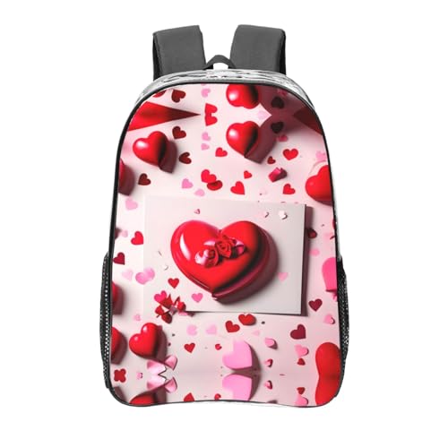 Sac à dos transparent imprimé Saint-Valentin noir format One Size avec poches