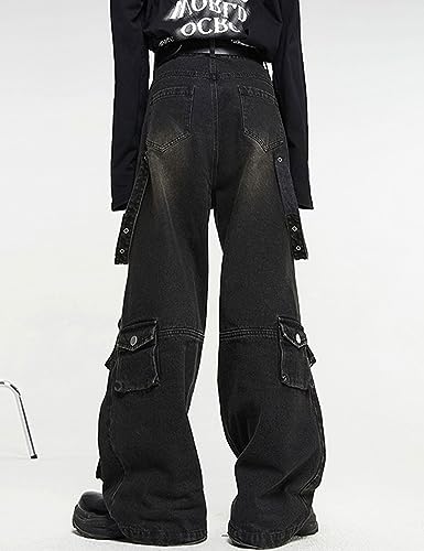 Y2k Jeans Men Vintage Hip Hop Baggy Pants Goth Demin Joggers Distressed Destroyed Jeans3