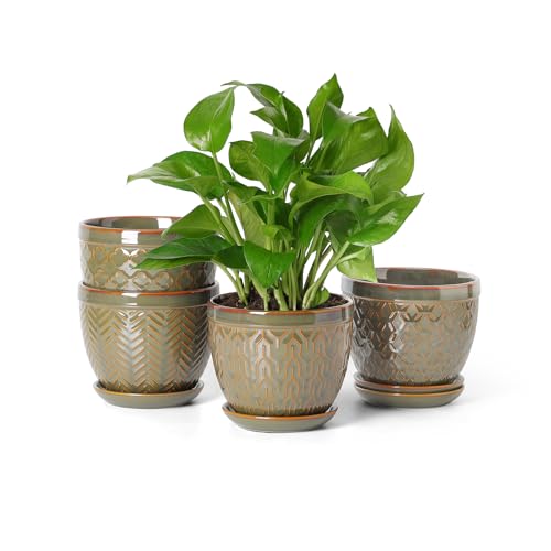 Sureasy Ceramic Indoor Plant Pots, 5.6 Inch Flower Pots for