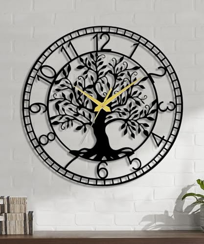 Image of Auromin Aesthetic Stylish Metal Wall Clock for Living Room & Bedroom | Big Size Decorative Modern Wall Watch for Home Office | Designer Antique Clock for Hall, Drawing Room & Interior Wall Decoration