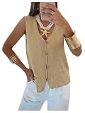 Verdusa Women's Sequin Going Out Tops Glitter Old Money Summer Sweater Vest Gold Large