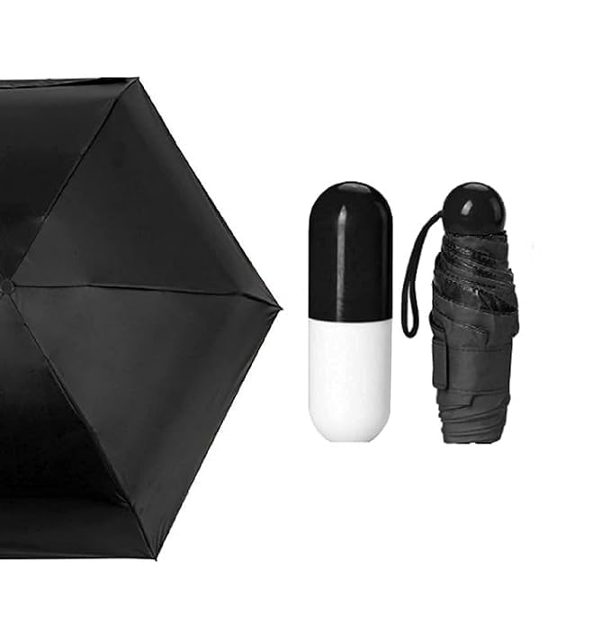 Image of Capsule Umbrella UV Protection Tablet Umbrella For Rain Windproof & Sun Protection Features, Double Layer 5 Folding Automatic Open Compact Capsule Case For Men Women Kids