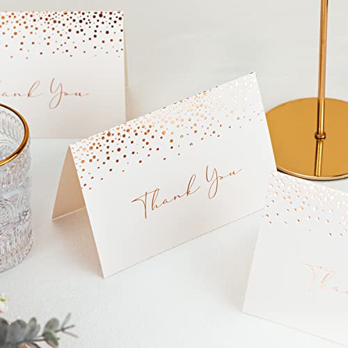 Crisky 50 Pack Thank You Greeting Cards With Envelope Rose Gold Foil Polka Dot Thank You Cards For Wedding/Bridal Shower/Baby Shower/Business/Graduation #TOP5
