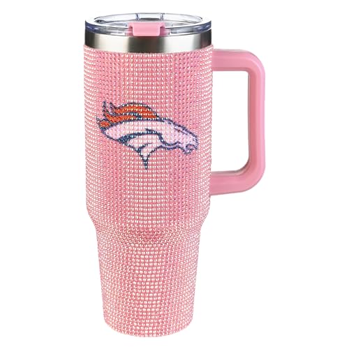 Image of The Memory Company Officially Licensed 40oz Pink Bling Game Day Tumbler, Denver Broncos