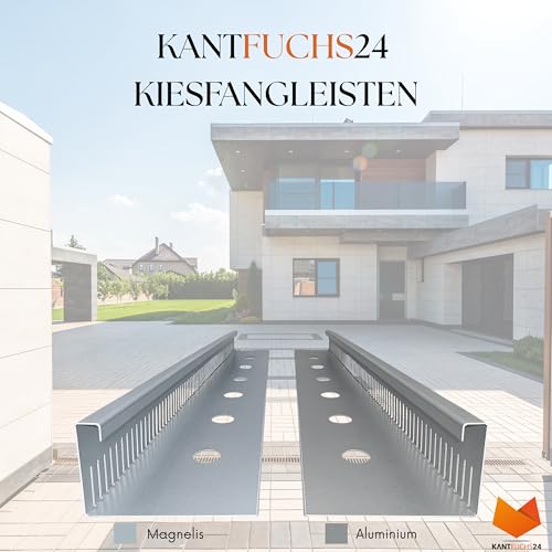 Premium Kiesfangleiste Aluminium 4 Meter x 100mm KantFuchs24 Exklusiv Randabschluss Kiesbeläge Dachbegrünungen Flachdächer Made in Germany 4x 1 Meter mit 3 Stoßverbindern und einem Eckverbinder