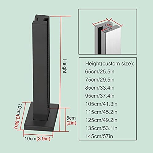 Paletto da balcone in acciaio inox nero, 80 cm, antiruggine, con dischi, per balaustre moderne ed elegante soluzione di sicurezza per esterni