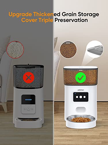 Petchain Automatic Cat Feeder, 4L Wifi Pet Food Dispenser For Cats And Dogs App Control Auto Pet Feeder Up To 20 Portions15 Meals Per Day, Low Food Alarm And 10S Voice Recorder For Pet #TOP3