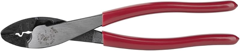 Herramienta de corte/engarzado Klein Tools 1005, fabricada en EE. UU., cortador/engarzadora para terminales y conectores de 10-22 AWG, engarzadora para terminales aislados y no aislados