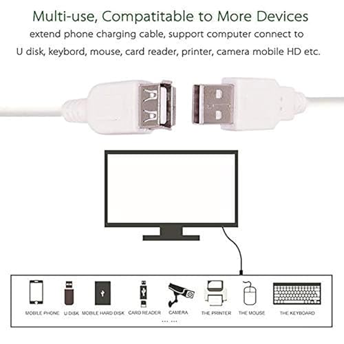 Image of Madhabi USB 2.0 Extension Cable 5M, Male A to Female A High-Speed Data Transfer Cord for PC, Laptop, Printer, External Hard Drive, LED /LCD TV, USB Hub & Other Devices - White