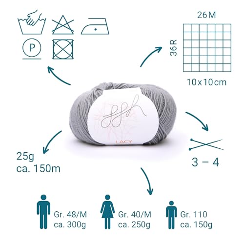 ggh Lacy Merinowolle Seide 25g Grau – Bild 3