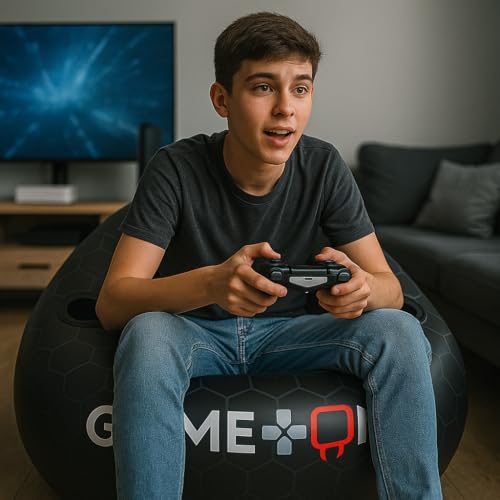 Venom Inflatable Gaming Chair with Cup Holders – Bean Bag Style Blow Up Seat for Kids & Teens, Supports Up to 75 kg