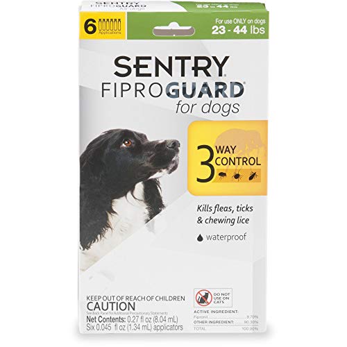 Sentry FIPROGUARD Dog & Puppies 23 to 44 lbs. Topical Flea & Tick Treatment, Pack of 6, 6 CT