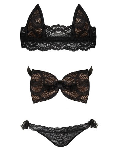 Aubade Paris BoÃ®te Ã  DÃ©sir Sexy Bunny 3-Piece Set - Seductive Black