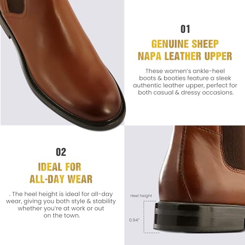 JATAREA Ankle Boots for Women - Stylish Leather with Block Heel Chelsea - Comfortable & Easy Wear Womens Bootie - Cushioned Insole for Comfort - Fashionable and Versatile Design - BELA4