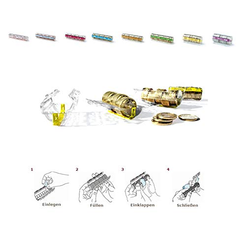 effektivo 10338 Kunststoffmünzhülsen Set für alle Euro-Münzsorten Inh. 400 Stück-8x50 ,