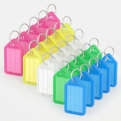 Amazon | プラスチックキータグ 5色20個セット 四角形 鍵管理用