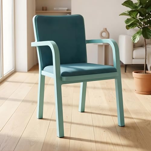 Image of Nilkamal Luxe Full-Back Cushioned Plastic Arm Chair | Stackable Chair | for Home, Living Room, Office, Outdoor, Balconies | Sapphire Blue