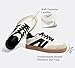 LUCKY STEP Women Classic Retro Gum Sole Fashion Sneakers Casual Tennis Skate Shoe Genuine Leather Walking Footwear Anti Slip Trainers(Beige/Black,9)