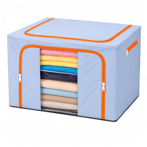 Image of DecorTwist Cloth Storage Organiser Box with Zipper Window | Foldable Wardrobe Storage | Dustproof & Stackable Style 15 (Style 4, Pack of 1)
