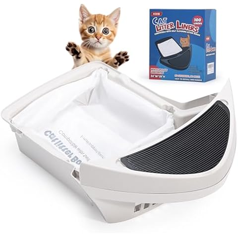 KONE 100 Pack Litter Box Robot 3 and 4 Waste Bags, Self-cleaning Cat Litter Box Liner Bags, Automatic Litter Box Liners, Waste Drawer Liners for Heavy Duty 9-11 Gallons Cover