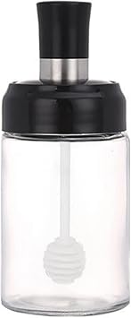 Seasoning Jar Glass Spoon and Lid Combination Kitchen Spice Storage Bottle
