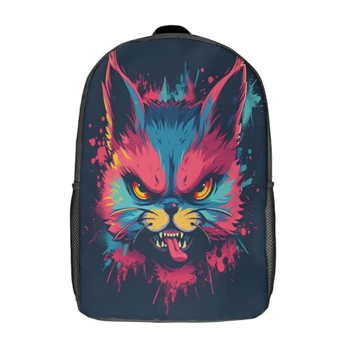 Sac à dos Angry Animals 3D 17 pouces pour voyage et école des enfants