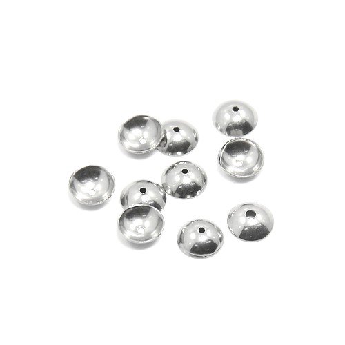 Charming Beads Silver Stainless Steel 2Mm X 6Mm Round Bead Caps Pack Of 30