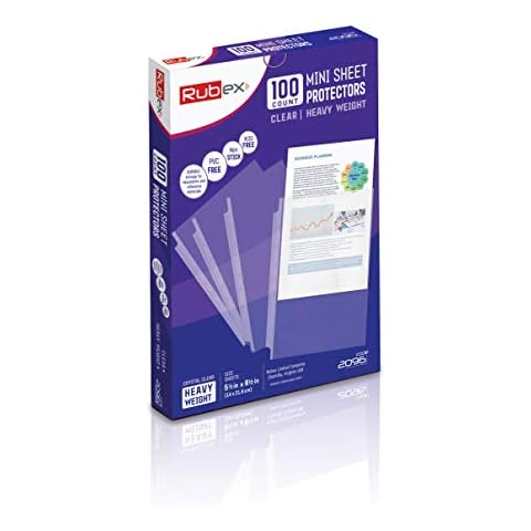 RUBEX Mini Heavyweight Sheet Protectors - 100 Sheets | Top Loading, Reinforced 7-Hole 5.5 x 8.5 Inch | Mini Ring Binders for Page Protectors, Acid-Free, Archival Safe for Documents and Photos Cover