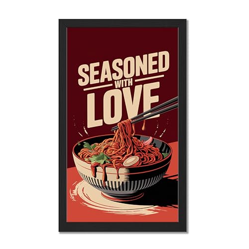 Image of NoWorries Wall art framed painting food posters for cafe decor (Synthetic wood frame) inch300 GSM premium art HD prints inch Wall painting for Home & Kitchen Decor (Pattern illustration)( Set of 1, Framed Painting) (BLACK, ART-10, 10X19INCHES)