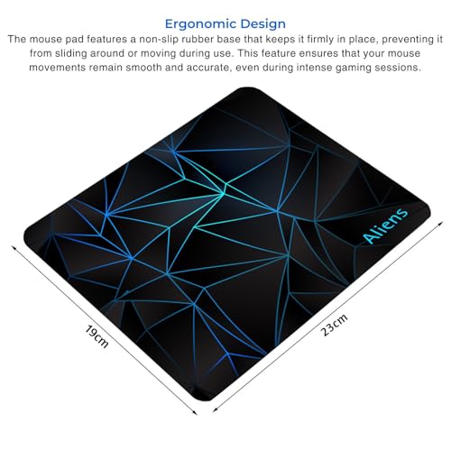 Image of Aliens Mouse Pad for Computer, Laptop, Smooth Premium Cloth Surface, Non-Slip Rubber Base, Speed and Precision Operation Compatible with Laser and Optical Mouse, Gaming, Office, Home 230x190mm (3D-01)