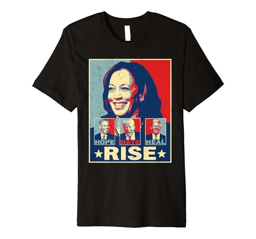 Retro Hope Hate Heal Rise Support Kamala USA Election 2024 Premium T-Shirt