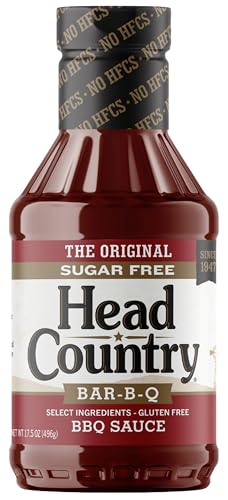 Head Country Sugar Free BBQ Sauce, Original | 17.5 Ounce | Sweet & Savory Championship Barbeque Sauce For Chicken, Pork, Ribs & Burgers
