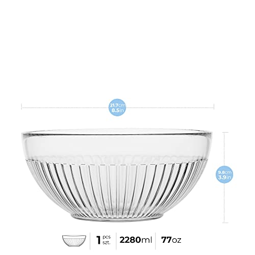 TREND FOR HOME Fruit Bowl ⌀ 21.7 cm Serving Dishes for Snack Dessert Salad Bowl 2280 ml Punch Bowl Transparent Ribbed Glass Vase Glass Bowl Serving Bowl Table Centrepiece Decorative Bowl, Lawe - Image 3