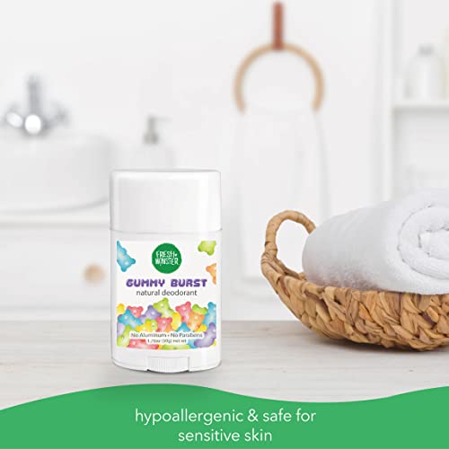 Fresh Monster Natural Deodorant for Kids and Teens | Aluminum Free, Paraben Free, Hypoallergenic | Gummy Burst Scent 3 Pack