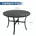 Hawthyhome Gartentisch Runder mit Zylindrischem Schirmloch,Durchmesser 110 cm,Gartentisch Wetterfest Outdoor, Esstisch für 2-4 Personen,Partytisch Balkontisch, Metallrahmen, Schwarz