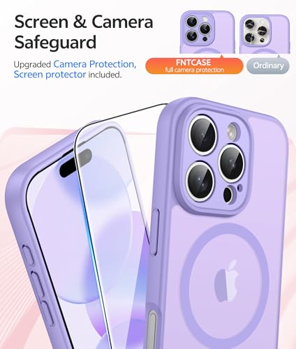 Image of FNTCASE for iPhone 16 Pro Max Case: [Compatible with Magsafe] Translucent Matte Cases with [Full Camera Protection] [Screen Protector] Military Grade Shockproof Protective Phone Cover - Light Purple