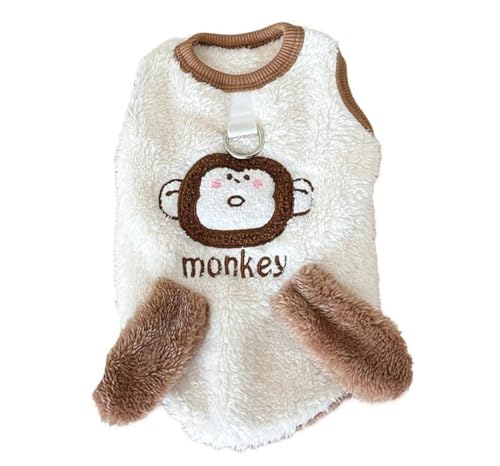 ICOUCHI 犬服 ペット服 Tシャツ 秋冬 かわいい 暖かい Dカン付き ドッグウェア フリース パーカー 防寒 ふわふわ ファッション 小中型犬 猫服 抜け毛防止 お散歩 お出かけ ペット用品 (2XL,ブラウン)