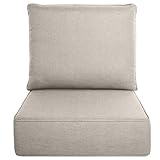 Belord Luxury 6" Thick Outdoor Cushion Set - 24 x24 Inch 28D Sponge Filling Fade-Resistant Chair Cushion, Spill Proof Removable Patio Furniture Replacement Cushion for Sofa Bench Swing - Beige