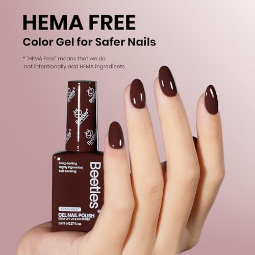 Image of Beetles Burgundy Gel Nail Polish - Merlot Wine HEMA-Free Gel Polish Nail Color Long-Lasting Soak Off UV LED Fall Nails Art Home Salon 8ml