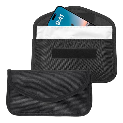 EKUWU 2 PCS Faraday Pouch for Car Keys & Phone, Anti-Tracking Signal Blocking Bag Key Pouch, Anti-Theft Car Protection Signal Shield Wallet (Black)