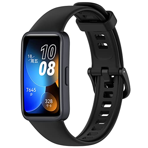 MOTONG Compatible with Huawei Band 8 Replacement Band - TPU Replacement Wrist Band Strap Compatible with Huawei Band 8/7/6 / Honor Band 7/6(TPU Black)