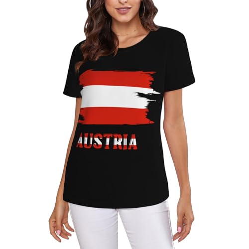 Image of Austrian Flag T-Shirt, Stylish Short-Sleeve T Shirts for Women