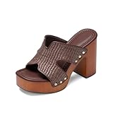 Uacllcau Platform Sandals for Women Espadrille Wedges Slides Slip On Raffia Heeled Sandals Women Comfortable Dressy Summer Beach Shoes