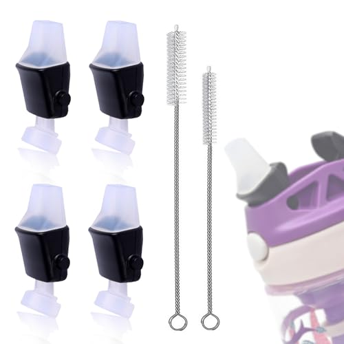 Image of Elvxhke 4 Pack Replacement Spout for Newest Contigo Aubrey Kids Water Bottle with 2 Brush,Silicone Mouthpiece Replacement for Contigo,Contigo Replacement Parts(Bottle not Include), 6*2.5*3cm, clear