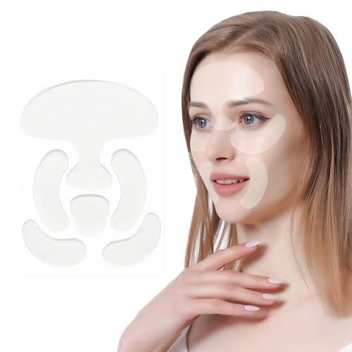 Silicone Face Patches, invisible Facial Patches to Reduce Fine Wrinkles, Forehead, Frown, Smile, crow’s feet Lines, Reusable Wrinkles Treatment for Women 6 Pcs Set