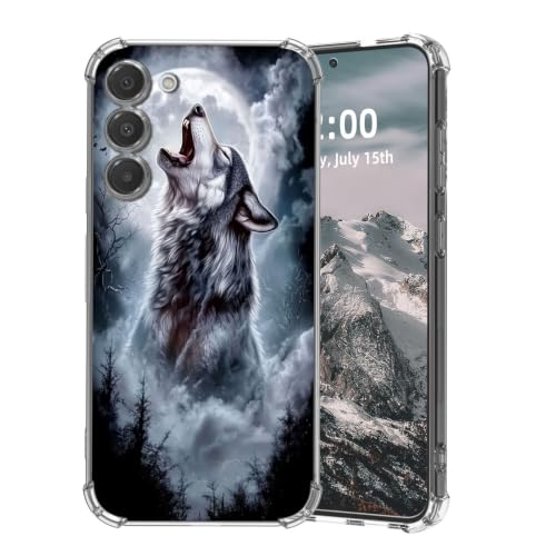 SFJAXYOV for Samsung Galaxy S23+ Plus Case, Howling Wolf Under Full Moon Slim Fit Phone Case, Shockproof Cover for Samsung Galaxy S23+ Plus 6.6"