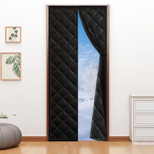 URBZUE Cortina Termica Puerta Magnética 90x210 cm – Amigable con Mascotas, Cortavientos, Ahorro de Energía, Protección contra el Frío para Puertas de Sótano, Balcón y Terraza