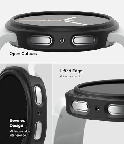 Image of Ringke Slim Compatible with Samsung Galaxy Watch 8 44mm Case [2 Pack] Ultra Thin Lightweight Hard PC Cover - Clear & Matte Black