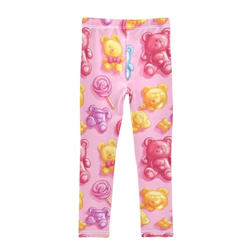 Colorful Lollipops Gummy Jelly Candy Bears Girls Leggings Kids Yoga Pants Dance Active Tights 4T2